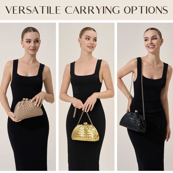 Dumpling Woven Clutch for Formal Events - Picture 4 of 7